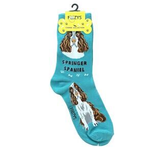 Foozys Springer Spaniel Crew Socks Turquoise Women's One Size